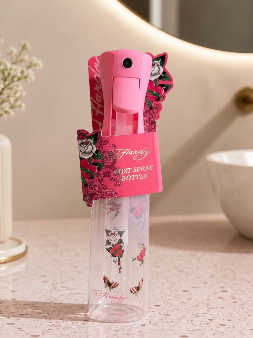 Ed Hardy Pink Mist Spray Bottle Floral Design Refillable New